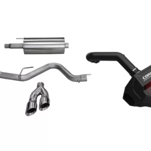 Corsa Performance DryTech 3D Closed Box Cold Air Intake and 3-Inch Sport Single Exhaust System Power Bundle; Side Exit (15-20 5.0L F-150)