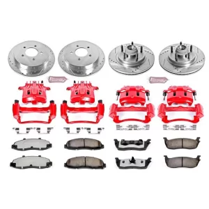 PowerStop Z36 Extreme Truck and Tow 5-Lug Brake Rotor, Pad and Caliper Kit; Front and Rear (Late 00-03 2WD F-150, Excluding Lightning)