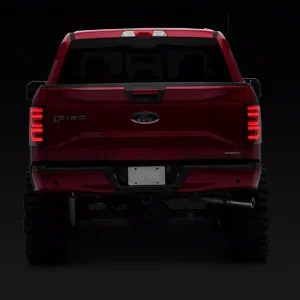 Alternative view of AlphaRex LUXX-Series LED Tail Lights; Alpha Black Housings; Clear Lens (15-17 F-150 w/ Factory Halogen Non-BLIS Tail Lights)