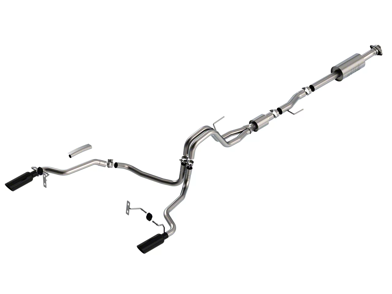 Borla S-Type Dual Exhaust System with Black Chrome Tips; Rear Exit (21-26 5.0L F-150 w/o Factory Dual Exhaust)