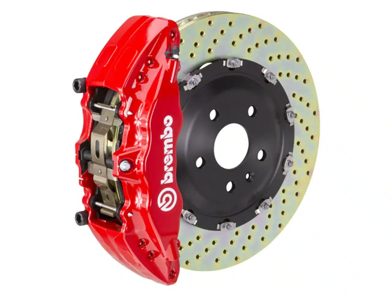 Brembo GT Series 6-Piston Front Big Brake Kit with 15-Inch 2-Piece Cross Drilled Rotors; Red Calipers (15-20 F-150, Excluding Raptor)