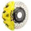 Brembo GT Series 8-Piston Front Big Brake Kit with 16.20-Inch 2-Piece Cross Drilled Rotors; Fluorescent Yellow Calipers (21-26 F-150 Raptor)