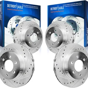 Drilled and Slotted 6-Lug Rotors; Front and Rear (12-14 F-150; 15-20 F-150 w/ Manual Parking Brake)