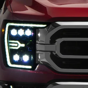 AlphaRex NOVA-Series LED Projector Headlights; Alpha Black Housing; Clear Lens (21-23 F-150 w/ Factory Halogen Headlights)