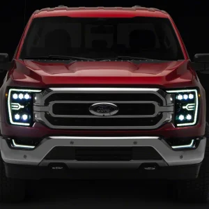 Alternative view of AlphaRex NOVA-Series LED Projector Headlights; Alpha Black Housing; Clear Lens (21-23 F-150 w/ Factory Halogen Headlights)