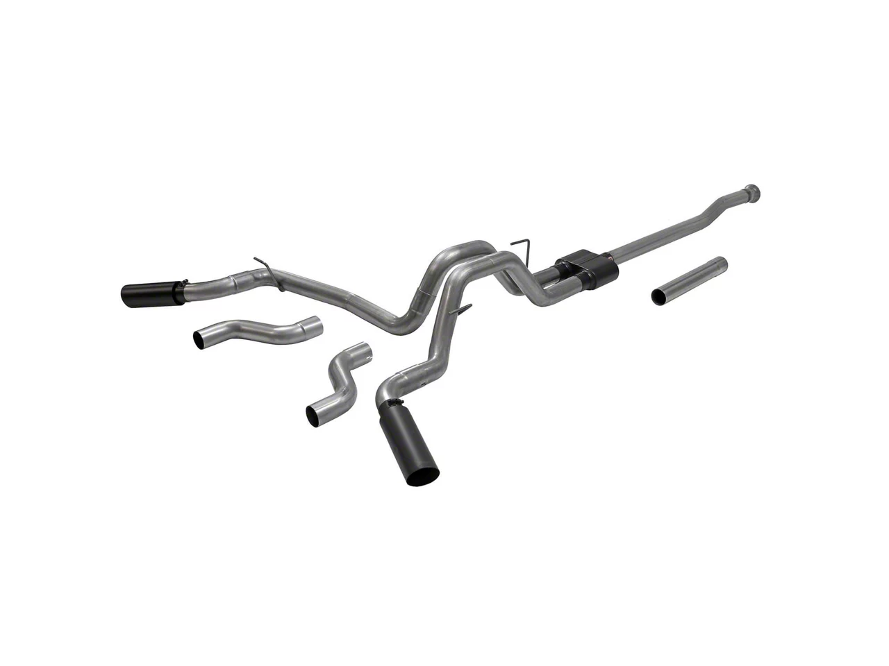 Flowmaster Outlaw Dual Exhaust System with Black Tips; Side/Rear Exit (21-26 5.0L F-150, Excluding Tremor)