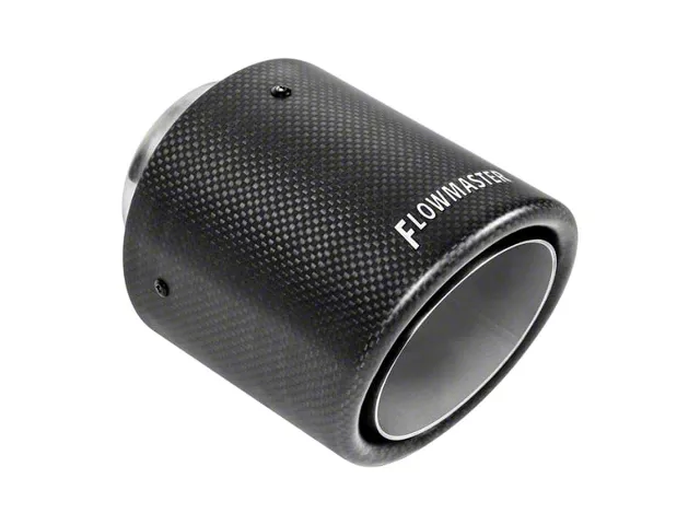 Flowmaster Rolled Angle Cut Double Wall Exhaust Tip; 4-Inch; Carbon Fiber (Fits 2.50-Inch Tailpipe)