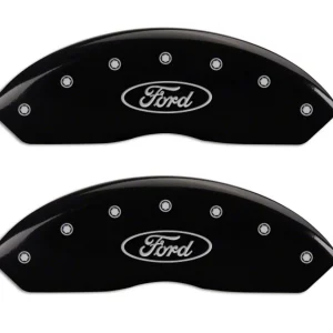 MGP Brake Caliper Covers with Ford Oval Logo; Black; Front and Rear (97-03 F-150)