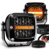 True Mods 3-Inch LED Pod Lights with Amber Marker Light; Black Housing (Universal; Some Adaptation May Be Required)y Be Required)