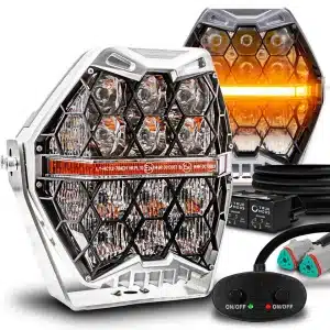 True Mods 7-Inch LED Pod Lights with Amber Marker Light; Chrome Housing; Combo Beam (Universal; Some Adaptation May Be Required)