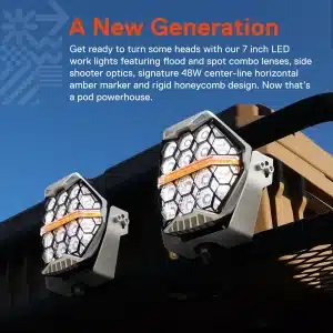 Alternative view of True Mods 7-Inch LED Pod Lights with Amber Marker Light; Chrome Housing; Combo Beam (Universal; Some Adaptation May Be Required)