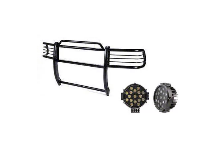 Grille Guard with 7-Inch Black Round LED Lights; Black(99-03 4WD F-150)Find parts that fit my vehicle - Image 2