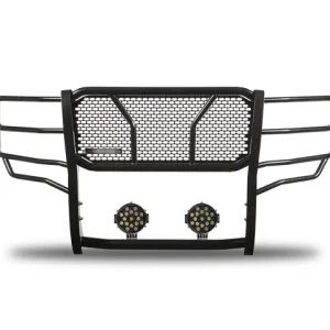 Alternative view of Rugged Heavy Duty Grille Guard with 7-Inch Black Round Flood LED Lights; Black(15-20 F-150, Excluding Powerstroke & Raptor)Find parts that fit my vehicle