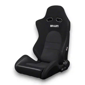 BRAUM Racing ADVAN Series Sport Reclinable Seats; Black Cloth with Alcantara Inserts(Universal; Some Adaptation May Be Required)