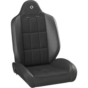 Corbeau Baja RS Suspension Seats with Seat Heater; Black Vinyl/Cloth; Pair(Universal; Some Adaptation May Be Required)