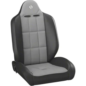 Corbeau Baja RS Suspension Seats with Seat Heater and Inflatable Lumbar; Black Vinyl/Grey Cloth; Pair(Universal; Some Adaptation May Be Required)
