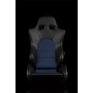 BRAUM Racing ADVAN Series Sport Reclinable Seats; Black Leatherette and Blue Cloth(Universal; Some Adaptation May Be Required)