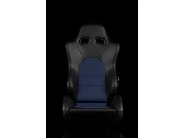 BRAUM Racing ADVAN Series Sport Reclinable Seats; Black Leatherette and Blue Cloth(Universal; Some Adaptation May Be Required)