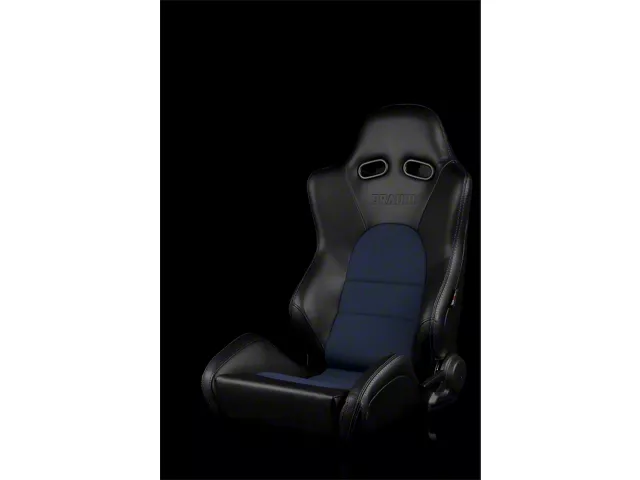 BRAUM Racing ADVAN Series Sport Reclinable Seats; Black Leatherette and Blue Cloth(Universal; Some Adaptation May Be Required) - Image 2