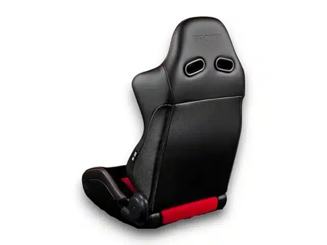 BRAUM Racing ADVAN Series Sport Reclinable Seats; Black Leatherette and Red Cloth(Universal; Some Adaptation May Be Required) - Image 2
