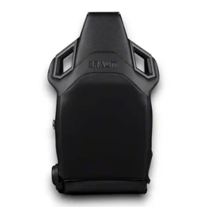Alternative view of BRAUM Racing ALPHA-X Series Sport Reclinable Seats; Black Leatherette with Black Stitching(Universal; Some Adaptation May Be Required)