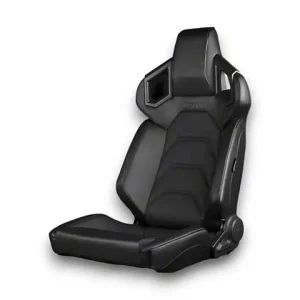 BRAUM Racing ALPHA-X Series Sport Reclinable Seats; Black Leatherette with Black Stitching(Universal; Some Adaptation May Be Required)