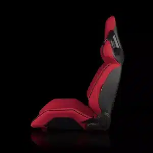 Alternative view of BRAUM Racing ALPHA-X Series Sport Reclinable Seats; Black Leatherette with Red Inserts(Universal; Some Adaptation May Be Required)