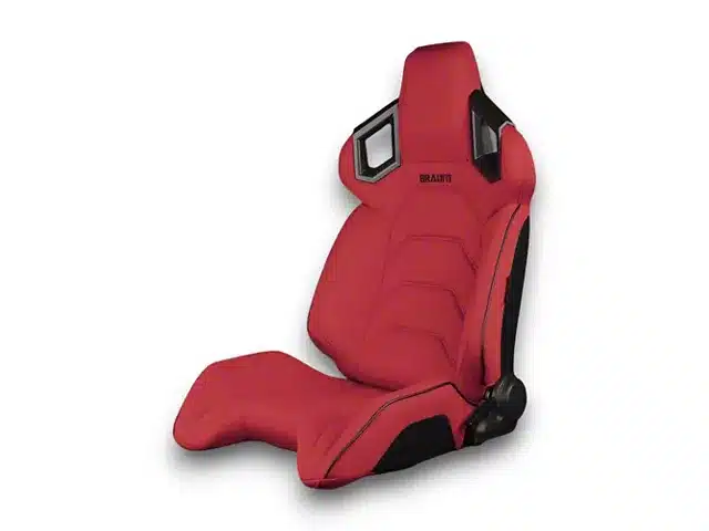 BRAUM Racing ALPHA-X Series Sport Reclinable Seats; Red Cloth with Black Stitching(Universal; Some Adaptation May Be Required)
