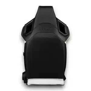 Alternative view of BRAUM Racing ALPHA-X Series Sport Reclinable Seats; Black Leatherette with White Inserts(Universal; Some Adaptation May Be Required)