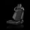 BRAUM Racing ALPHA-X Series Sport Reclinable Seats; Black Leatherette with White Inserts(Universal; Some Adaptation May Be Required)
