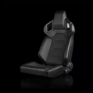 BRAUM Racing ALPHA-X Series Sport Reclinable Seats; Black Leatherette with White Inserts(Universal; Some Adaptation May Be Required)