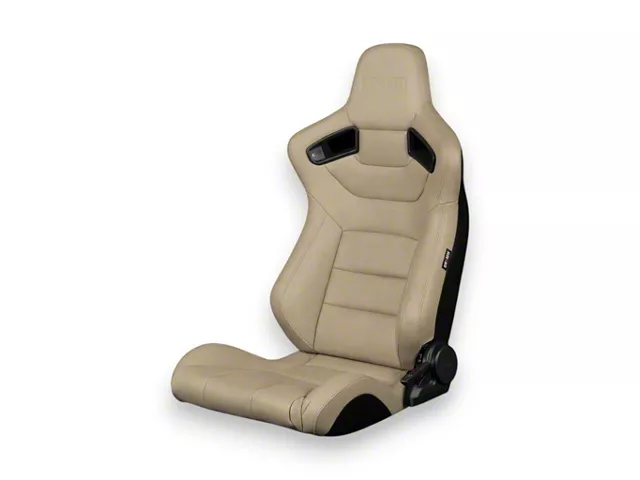 BRAUM Racing ELITE Series Sport Reclinable Seats; Beige Leatherette(Universal; Some Adaptation May Be Required)