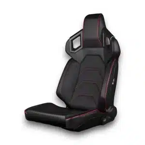 BRAUM Racing ALPHA-X Series Sport Reclinable Seats; Black Leatherette with Red Stitching(Universal; Some Adaptation May Be Required)
